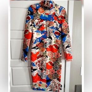 Nuvula Floral Mock Neck Midi Dress Size Small